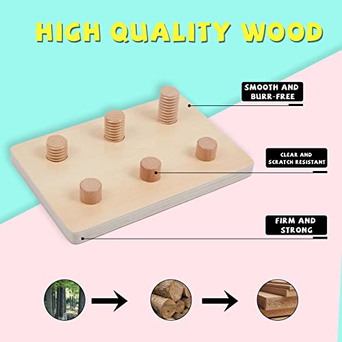Image of Jumbo Wooden Nuts and Bolts Board, Wooden Puzzle Stacking Toys for 1-3 Year Olds, Occupational Therapy Toys for Fine Motor Skills, Boys & Girls Baby Gift
