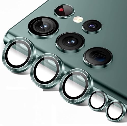 Image of Skinomi Camera Lens Protector Compatible with Samsung Galaxy S23 ultra 5G [Anti-Scratch] Premium Tempered Glass Film Aluminum Alloy Lens Ring Cover, Green Titanium