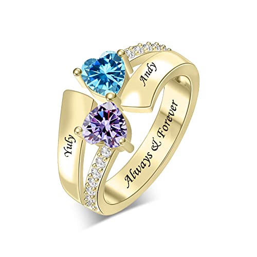 Bauma Auto Personalized Birthstone Ring For Mother Custom Family Ring Engraved Birthstone Grandma Ring Jewelry Gift For Mothers Day Christmas Thanksgiving Anniversary (2 Stones) #TOP3