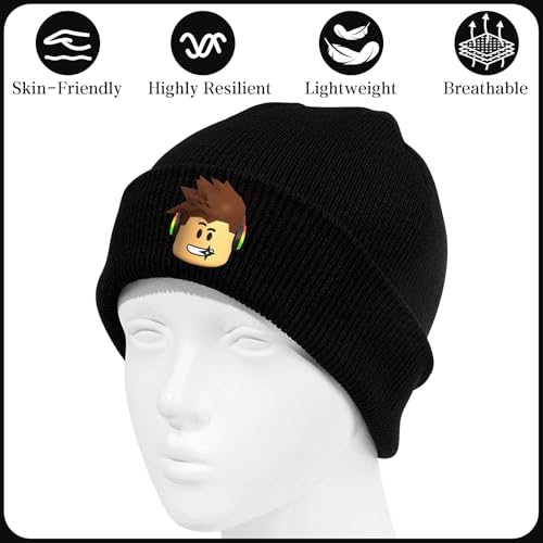 WlsqDE Roblx Mütze, Roblx Strickmütze, Anime Wintermütze, Weiche Skimütze, Mütze Herren, Winter Mütze, für Fans Geschenke