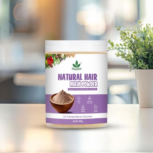 Image of Havintha Hair Mask Powder For Hair Fall Growth Split Ends Luster Shining Nourishment | Dry and Frizzy Hair | Herbal & Natural Cleanser | Controls Dandruff - 250 Grams - Pack Of 1