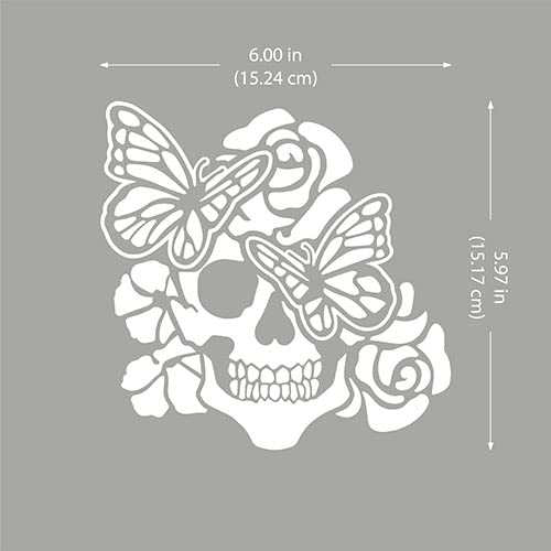 Image of WIRESTER 6 inch Clear Vinyl Decal Sticker Decoration for Car Window (Or Any Flat Surface) - Rose Skull