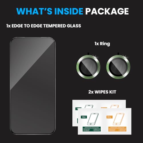 Image of FIRST MART Tempered Glass for Redmi Turbo 5 5G with Green Camera Ring Guard & Installation Kit | HD Clear Edge-to-Edge Screen Protector, Scratch Resistant, Case-Friendly | Pack of 1