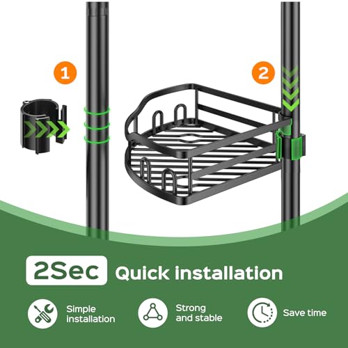 HAMITOR Shower Caddy Tension Pole: Rustproof Quick Install Corner Bathroom Organizer Shelf on Floor for Renters - 4-Tier Large Capacity Storage Rack with Soap Holder for Apartment -47-121 Inch/Black by HAMITOR - Image 5