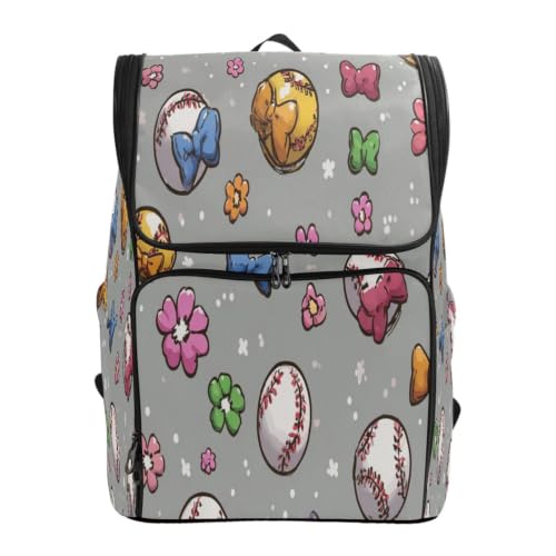 Sac à dos baseball arcs colorés fleurs : grand volume et finitions soignées pour jeunes