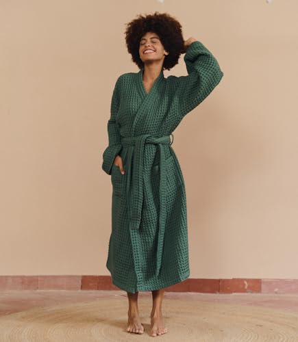 Image of Luxury Organic Japanese Cotton Hotel & Spa Waffle Bathrobe for Men and Women (Hooded /Kimono)