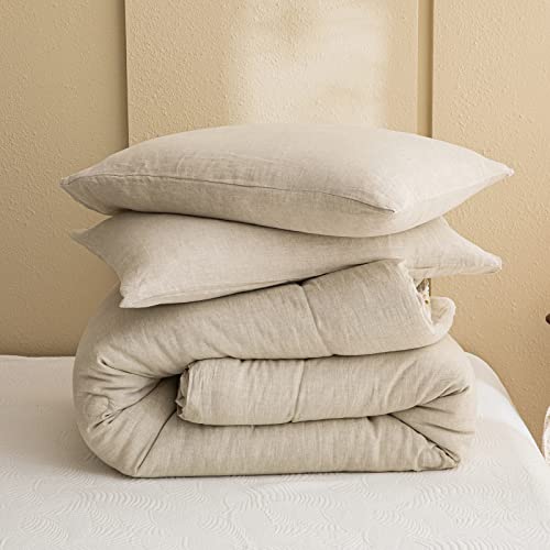 Merryword Linen Comforter Set California King Natural French Flax Linen Bedding Comforter Set Soft Breathable Moisture Wicking Comfy Bedding 3 Pieces (Linen, California King) #TOP4