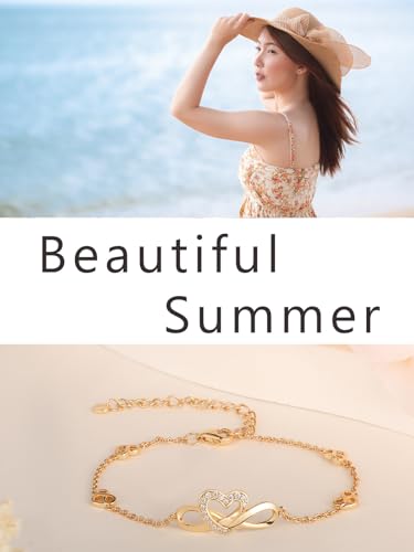 Moissanite Infinity/Heart Dainty Bracelet for Women, Real Authentic 925 Sterling Silver, Beautiful Summer Jewelry, Birthday Anniversary Valentines Mothers Day Ideal Gift for Her2