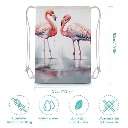 Drawstring Bag Backpack Cute Flamingo Sackpack Foldable String Bags Sports Gym Bag for Shopping Yoga2