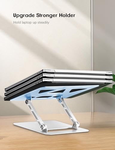 Image of Aoviho Adjustable Laptop Stand for Desk,Portable Laptop Stand Holder and Riser,Foldable Aluminum Notebook Computer Stands for MacBook Air Pro HP Lenovo Dell Samsung, 10-15.6 inch (Sky Blue-Silver)
