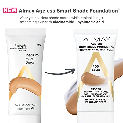 Almay Anti-Aging Foundation, Smart Shade Face Makeup With Hyaluronic Acid, Niacinamide, Vitamin C & E, Hypoallergenic-Fragrance Free, 200 Light Medium, 1 Fl Oz (Pack Of 1) #TOP7