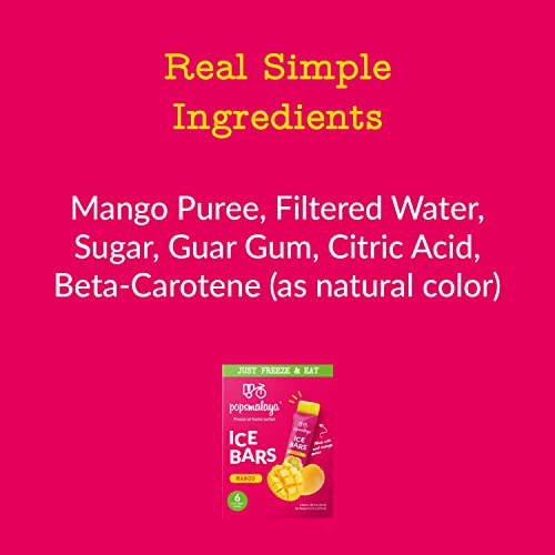 Real Fruit Freezer Pops Popsmalaya Ice Bars Mango, Freezie (36 Count), Ships Non Frozen, Low Calorie (35), 0.5G Added Sugars, 8G Net Carbs, Gluten Free, Vegan, No Preservatives Or Food Dyes #TOP5