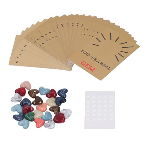 Fdit Tarjetas de San Valentín de Mármol con Piedra en Forma de Corazón, Juego de 24 Piezas que Brindan Recuerdos Inolvidables para Adultos