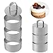 FANTESI 6 Pcs Cooking Ring Set, Stainless Steel Cake Rings Mousse Ringe Tortenring Cake Mold Baking Ring Mold with Food Press for Cooking Crumpets Eggs Pastry Mousse Desserts