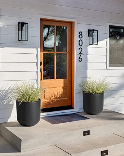 Veradek Round Lima Planter Pots For Indoor/Outdoor Garden Use | Made From Plastic - Concrete Mix With Drainage Holes | Perfect For Small To Large Succulent Plants, Flowers, Modern Interior Plants #TOP5