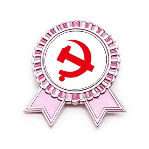 Badge communiste chinois en métal rose taille M avec symbole rouge historique