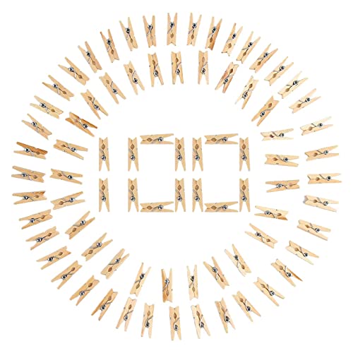 100 Stück Holzklammern, 2.5 cm/1 Zoll Mini Holzklammern, Zierklammern für Adventskalender oder Holzklammern zum Basteln Fotowand Verpackung Gastgeschenk Cover