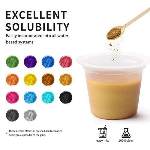 Epoxidharz Farbe, MENNYO 15er*10g Pigmentpulver Metallic Mica Pulver Seifenfarbe Farbpigmente Resin Farbe für Epoxidharz… – Bild 8