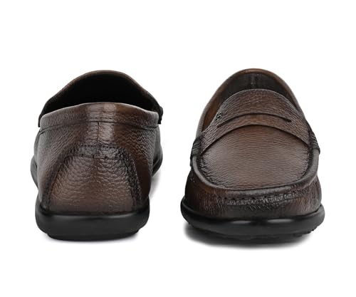 Image of LOUIS STITCH Italian Milled Leather Formal Shoes for Men | Ultra Lightweight Men's Slip On Solid Formal Loafers | Comfortable for Long Hours | LSPDFL