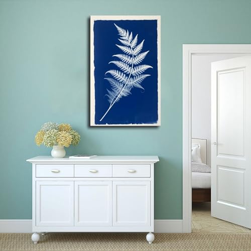 Cadre cadeau affiche abstraite fleur bleue toile décoration maison