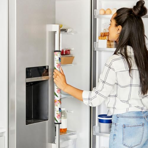 Image of Hummingbirds Refrigerator Door Handle Covers Set of 2, Spring Floral Neoprene Fridge Door Handle Covers Washable Non-Slip Protector for Fridge Dishwasher Appliance, Keep Your Kitchen Clean