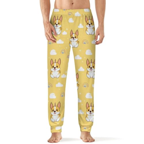 Corgi Dog Men's Pajamas Pants Lightweight Sleep Lounge Pant Pjs Bottoms Casual Sleepwear