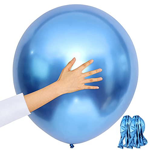 Unisun - Palloncini metallici da 40,5 cm, 10 palloncini spessi cromati blu metallizzati a elio, per compleanni, nascite, anniversari, matrimoni, feste di carnevale, decorazioni (blu)