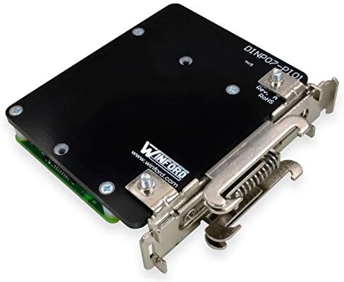Winford EngineeringDIN Rail Mounting Plate for Raspberry Pi, Right Angle L-Bracket Design, Black, RoHS Compliant