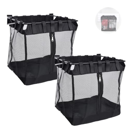 2Pcs Large Slatwall Baskets Mesh Slatwall Baskets with Zipper Mounted Storage Baskets Hanging Slatwall Accessories for Shops Rooms Storage Display Organizing(16 * 12 * 16inch)