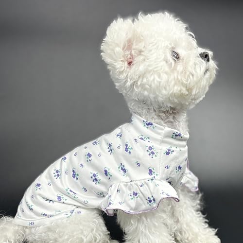 Teumessian 2Pcs Dog Floral Shirt Dog Clothes For Small Dog Girl Puppy Cat Cute Soft Lightweight Breathable Purple thumb #3