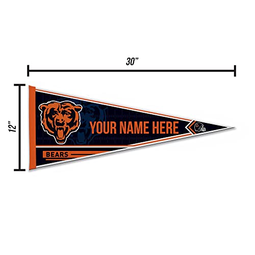 Image of Rico Industries NFL Football Chicago Bears Personalized - Custom 12 inch x 30 inch Soft Felt Pennant - EZ to Hang