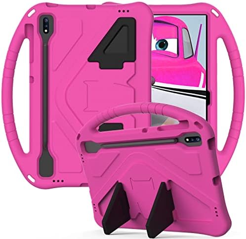 UUcovers Kids Case for Galaxy Tab S9 Plus/Tab S9 FE Plus 2023/Tab S7 FE 5G 2021/Tab S8 Plus 2022/Tab S7 Plus 2020 12.4 inch with S Pen Holder/Handle Stand Cover for Tab S9 FE+/S7 FE/S9+/S8+/S7+, Rose
