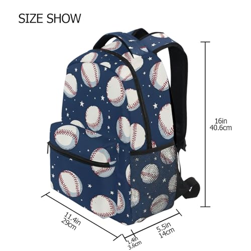 Baseball Star Blue Sport Backpack for School Boys Girls Adults Kids Bookbag Laptop Bag 18L4