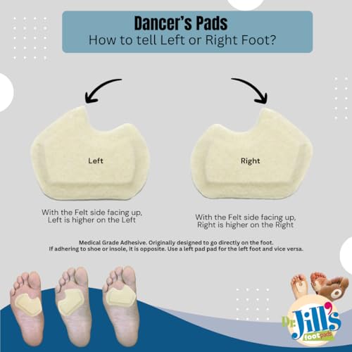 Image of Dr. Jill's Foot Pads, Latex Free, YJ30-4056, Sesamoid Pad Skived 1 /4 inch Felt -Left- (12 Pack) Dancers Pad