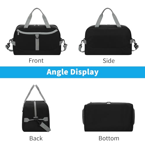 Image of Apenze Small Gym Bag 14 inch lightweight Carry On Mini Duffel Bag with D-Ring for Travel Sport - Black