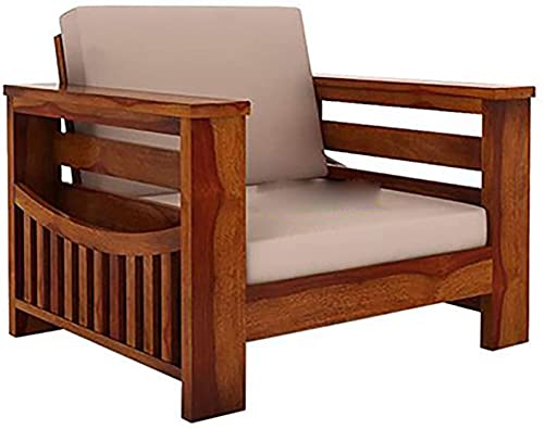 WOODTREND Wooden Solid Sheesham Wood Sofa 1 Seater for Living Room | Termite Free | Wooden Sofa Furniture Sofa 1 Seater Living Room Home | Sofa 1 Seater Honey Finish (B09ZRN74B2) Amazon Price History, Amazon Price Tracker