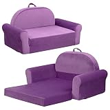SKYMOVE Pet Sofa Bed with Carrying Handle Side Pockets, 2-in-1 Flip Open Couch, Cat House Velvet Con