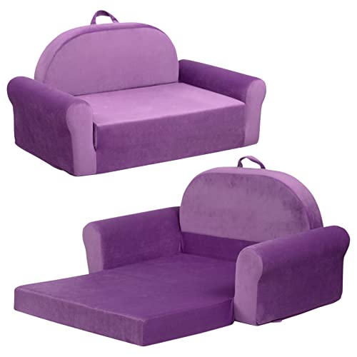 Skymove Pet Sofa Bed With Carrying Handle Side Pockets, 2-In-1 Flip Open Couch, Cat House Velvet Convertible Chair To Lounger Ultra-Soft Snuggle Foam For Indoor Kitten And Small Dog, Purple, 30 Inches #TOP27