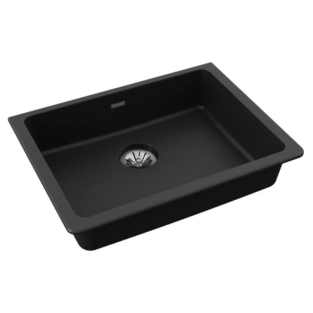 Elkay Quartz Classic ELGUAD2519PDBK0 Black Single Bowl Undermount ADA Sink with Perfect Drain