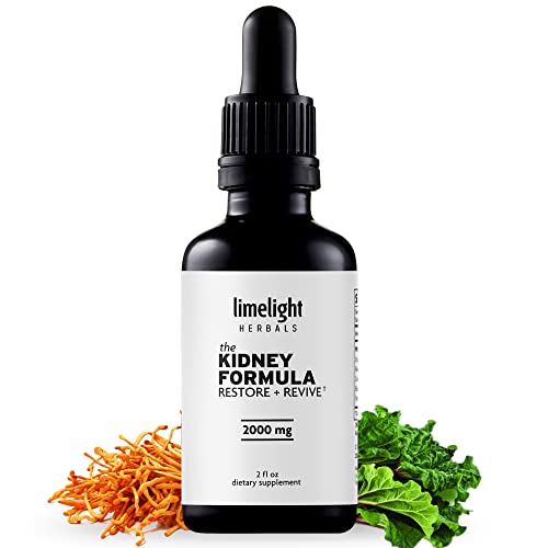 Limelight Herbals: The Kidney Formula - Kidney and Bladder Cleanse and Restore - Extra Strength Cordyceps, Chinese Rhubarb, Red Sage - Concentrated 2000mg Per Serving - 60 Servings 2 fl oz