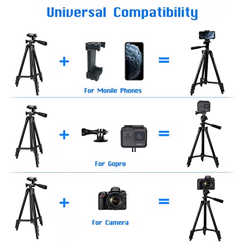 Handy-Stativ, 107 cm, ausziehbar, leicht, Aluminium, Stativ für iPhone/Android/Gopro/DSLR-Kamerastativ mit Handy… – Bild 3