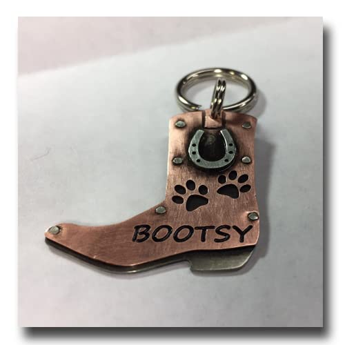 Boot Horseshoe Pet Dog ID Tag-Custom Lucky Dog Tag-Western Collar Tag-Cowboy Cowgirl Dog Id Tag (1 5/8