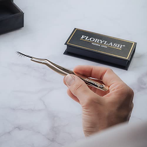 FLORYLASH® | 2 Pinzetten Set - 2 Stück Fake & Magnetische Wimpern Präzisions-Pinzette, 1 gebogen Edelstahl und 1 gerade Kunststoff-Pinzette - Image 4