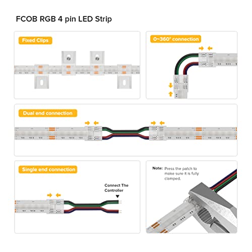 FCOB COB RGB flessibile ad alta densità luce uniforme striscia LED 840LEDs/m 5m DC24V 10mm larghezza nastro LED cambia colore (Controller e alimentatore non inclusi) - Illuminazione - Immagine 5