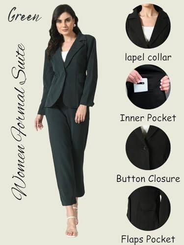 Image of Women's Cotton Blend Printed Blazer Pant and Camisole Set | 3-Piece Formal & Casual Office Wear Suit | Stylish Western Outfit for Business, Party & Daily Use