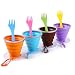 GDLF Collapsible Cup Set with 4 Reusable Sporks, Folding Cup for Coffee Water Drinking, Portable Foldable Cup with Lid for Camping Hiking Backpacking Travel, Silicone BPA Free 9.22oz