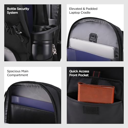 Image of HARISSONS RHINO Laptop Backpack | 30L | Fits 15.6 inch Laptop | 420D PU-Coated Polyester & Vegan Leather | Office, Commute & Travel | Laptop Protection, Trolley Sleeve, Organizer