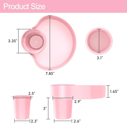 Image of 2PCS Kids Car Seat Tray, Travel Trays for Kids with Car Cup Holder, Toddlers Road Trip Essential, Travel Snacks Food Plate for Stroller, Boosters, and Anywhere with a Cup Holder Tray-Pink