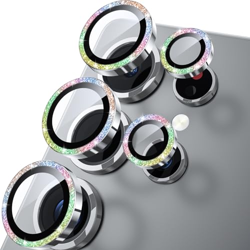Image of WSKEN for Samsung Galaxy S25 Ultra Camera Lens Protector - Ultra Thin | Case Friendly, 9H Shatterproof Tempered Glass, Anti Scratch Metal Circle, Camera Screen Protector Cover Accessories, Glitter