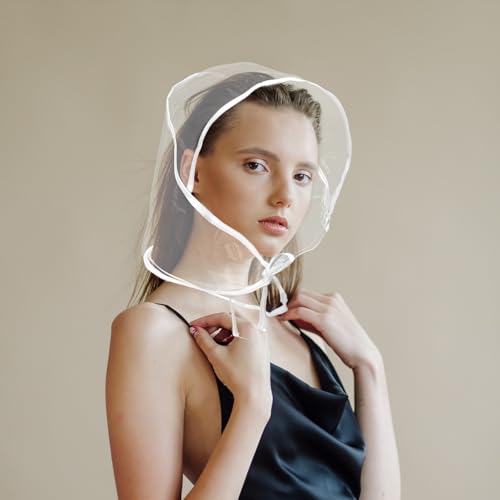 FdcLixuvol 6 Stück Regenhaube Transparent Wasserdicht Regenschal Regenhaube Kopf mit Sonnenschutz Kunststoff Herren Damen Regenmantel Regenkapuze Regenschutz Überkopf